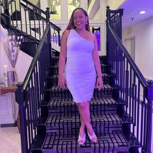 Sexy One Shoulder Ruched Sleeveless Bodycon Party Cocktail Dress